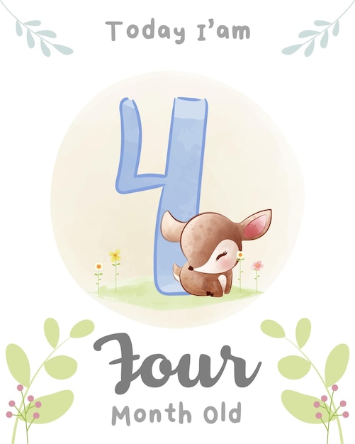 Cute baby Deer Baby Milestone Cards Animales lindos