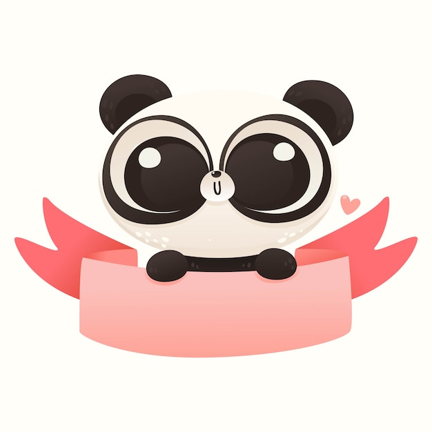 Vector cute baby panda valentine