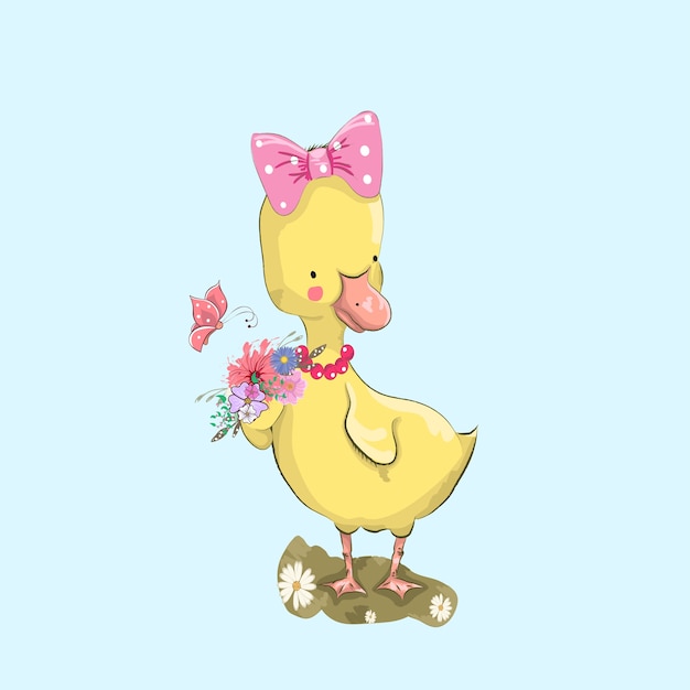 Cute baby patito de dibujos animados