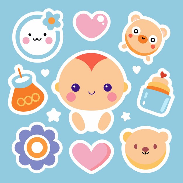 Cute Baby Stickers Set