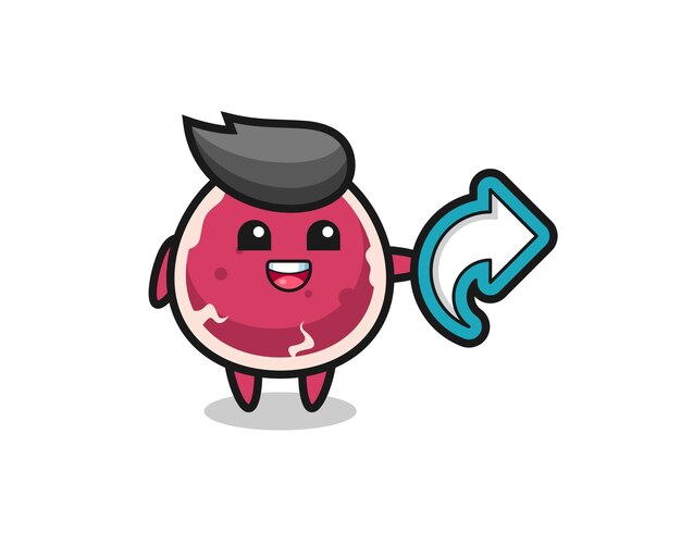 Cute beef mantenga símbolo de compartir en las redes sociales, diseño de estilo lindo para camiseta, pegatina, elemento de logotipo
