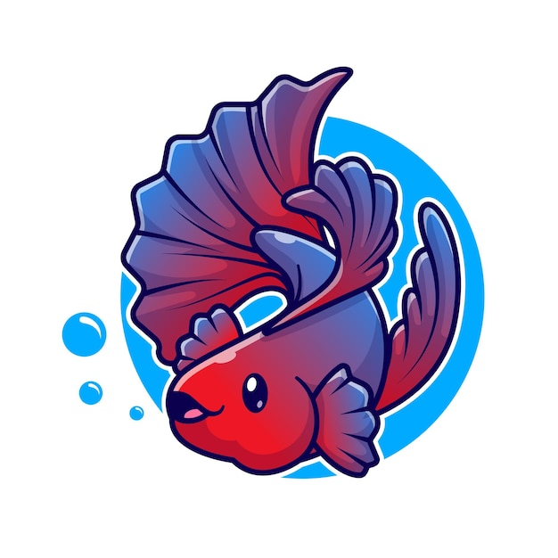 Cute Betta Fish Natación Cartoon Vector Icono Ilustración Animal Naturaleza Icono Concepto Aislado