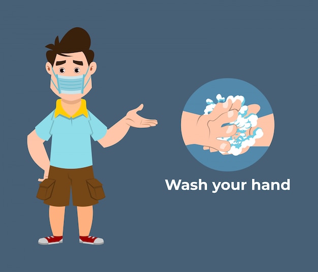 Cute boy recomienda prevenir virus lavándose las manos