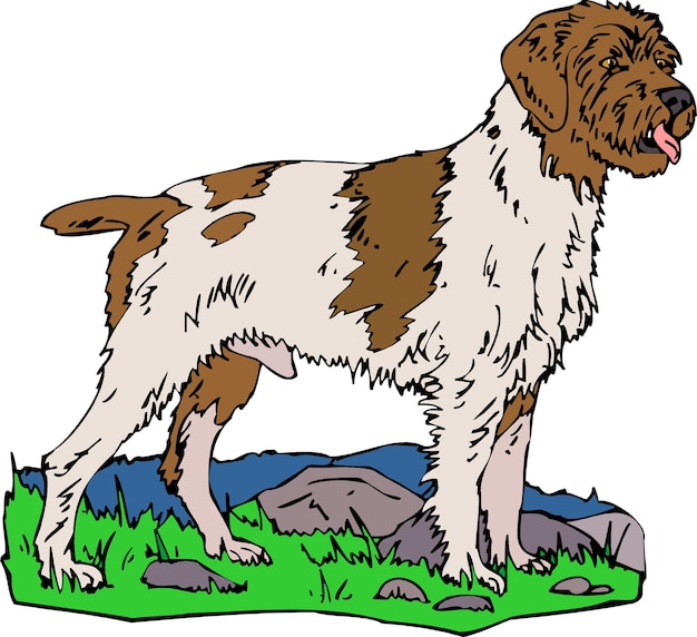 Vector cute brittany dog dibujos animados dibujados a mano animales de compañía comic vector ilustración