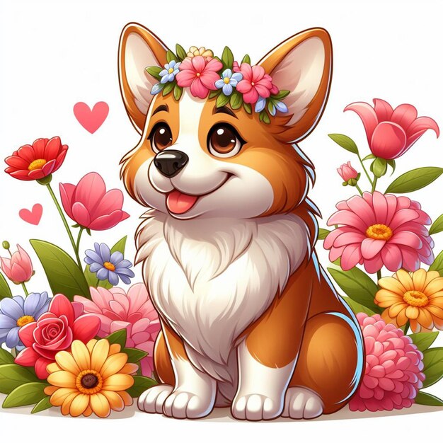 Vector cute cardigan welsh corgi perro de dibujos animados de estilo vectorial de fondo blanco