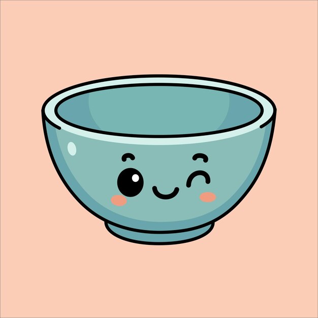 Cute Cartoon Bowl with a Smiling Face