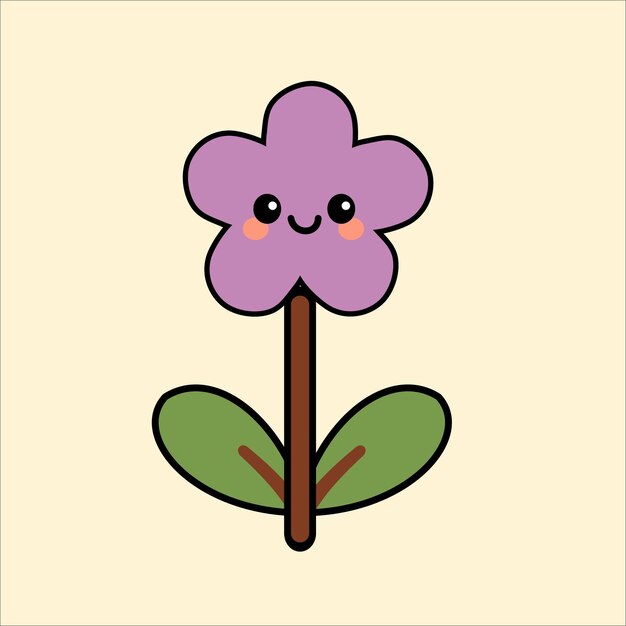 Cute Cartoon Flower with Smiling Face