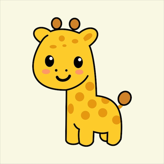 Cute Cartoon Giraffe Smiling with Big Eyes