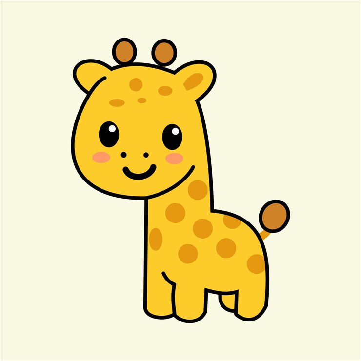 Cute Cartoon Giraffe Smiling with Big Eyes