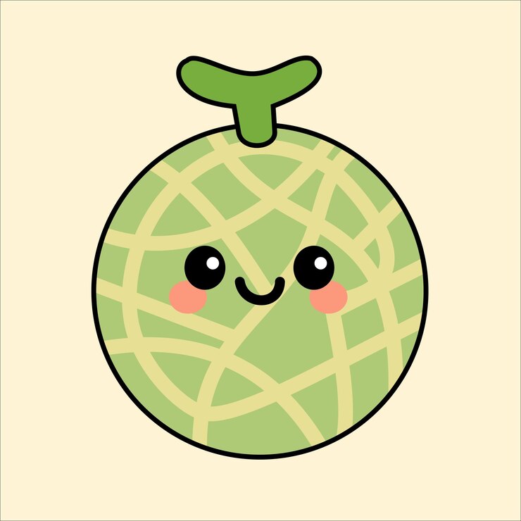 Cute cartoon melon with a smiling face