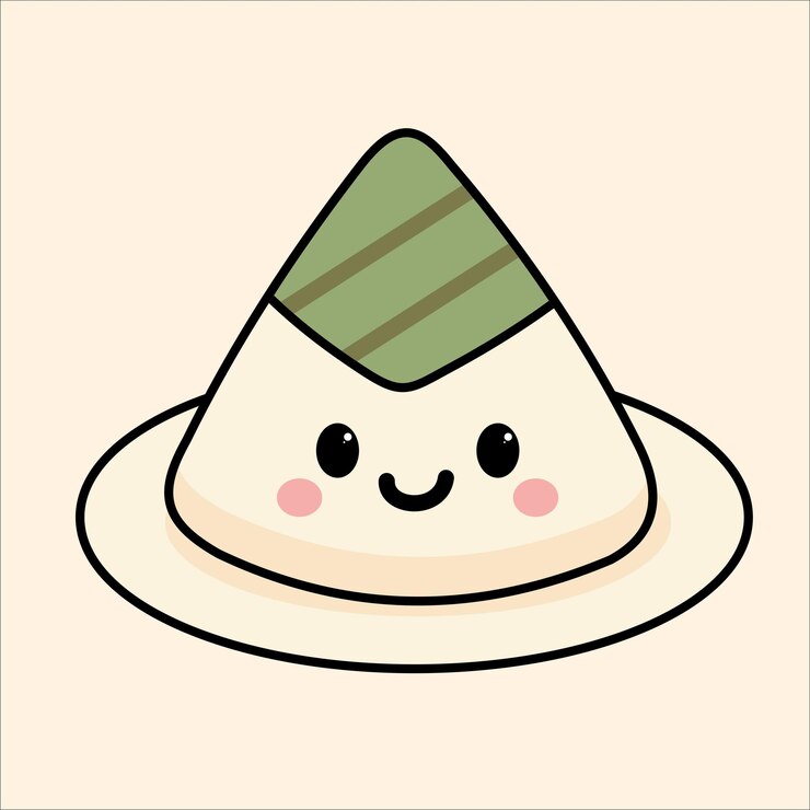 Cute cartoon rice dumpling on a plate