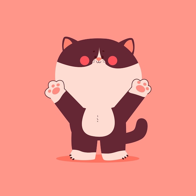 Cute Cat cartoon character with raised paws