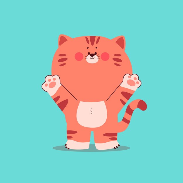 Cute Cat cartoon character with raised paws