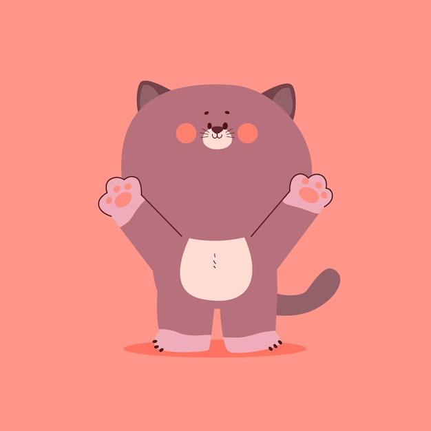 Cute Cat cartoon character with raised paws