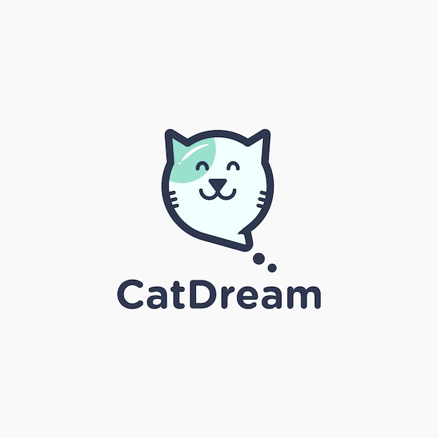 Cute Cat Dream Cartoon con diseño de logotipo bubble talk