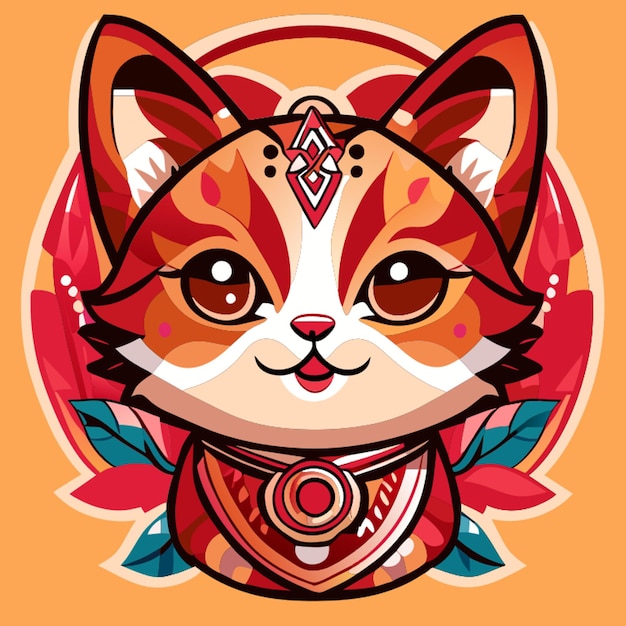 Vector cute cat flat design vector illustration