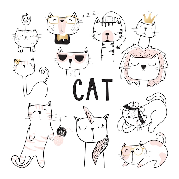 Cute cat vector collection