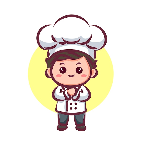 cute character bakery boy chef logo for restaurant elements logo clipart
