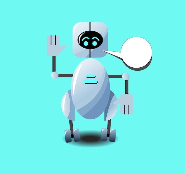 Vector cute chat bot soporte virtual inteligencia artificial asistente en línea en el sitio servicio de soporte de voz