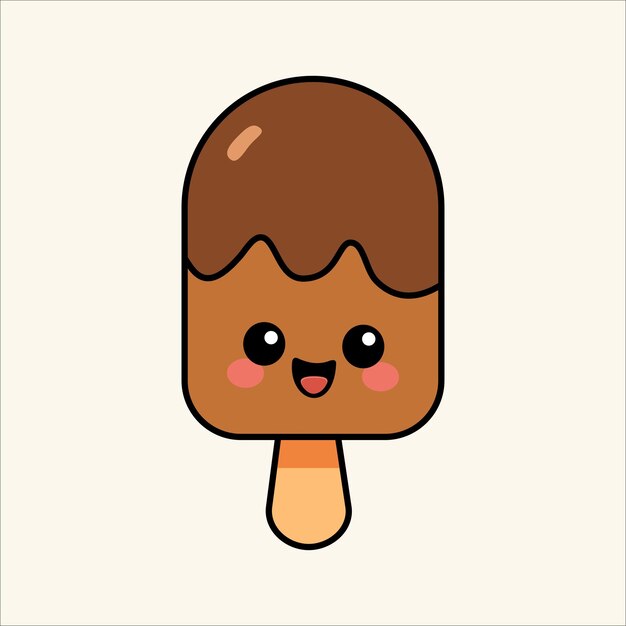 Cute chocolate ice cream popsicle cartoon