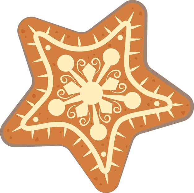Cute Christmas Gingerbread Star Bake Decoración Doodle Ilustración Elemento gráfico