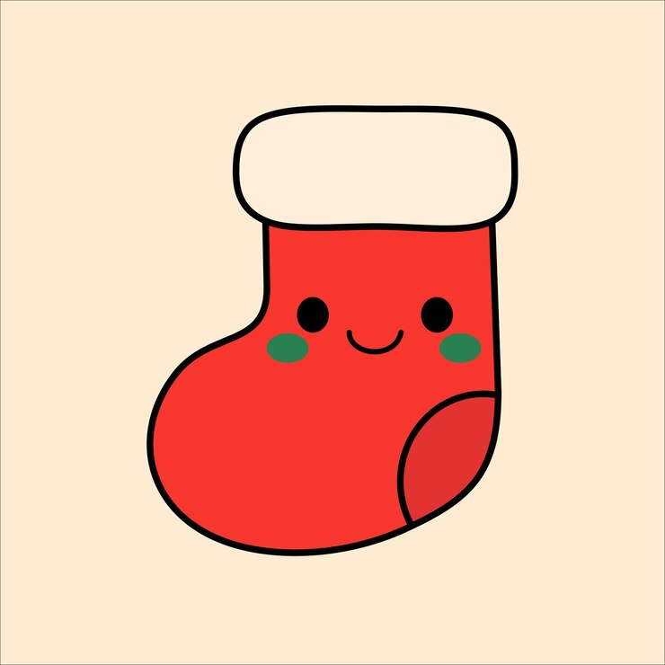 Cute Christmas stocking with a happy face