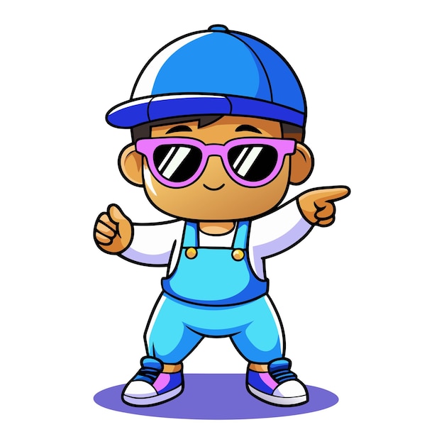 Cute Cool Boy Dabbing Pose Cartoon Icono Vector Ilustración Gente Icono de la moda Concepto aislado