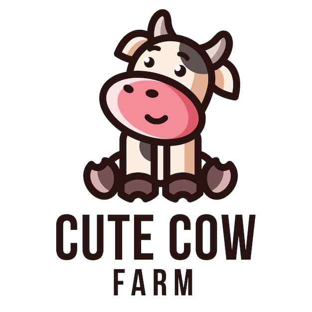 Cute cow farm logo template