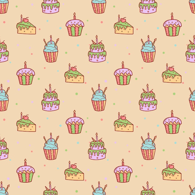 Cute cupcakes y muffins de patrones sin fisuras vector ilustración