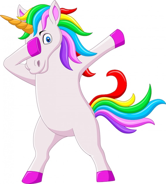 Cute dabbing horse unicornio dibujos animados bailando