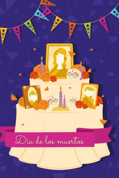 Vector cute dia de los muertos póster vector