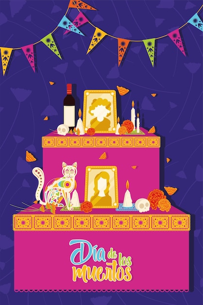 Cute dia de los muertos póster Vector