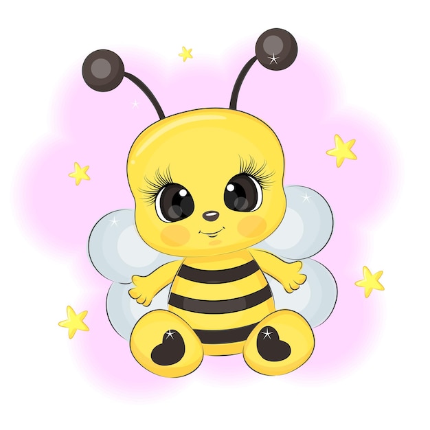 Cute dibujos animados abeja textil impresión embalaje interior niños vector ilustración