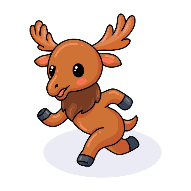Cute dibujos animados de alces poco corriendo