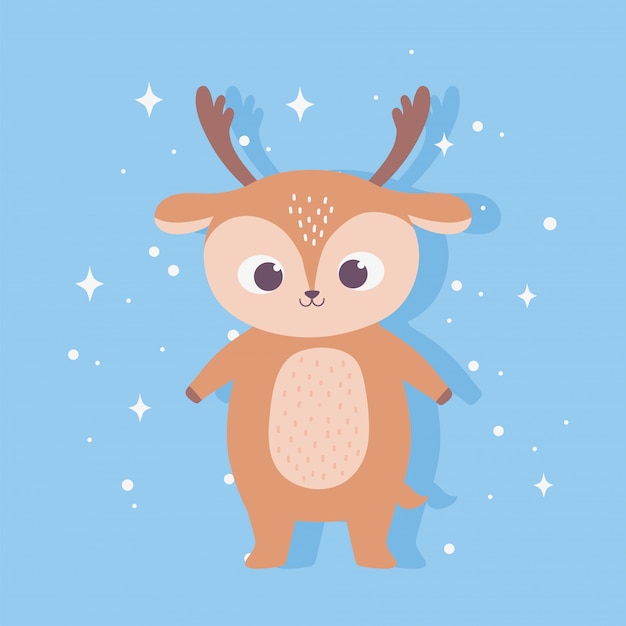 Cute dibujos animados animal adorable carácter salvaje pequeño ciervo