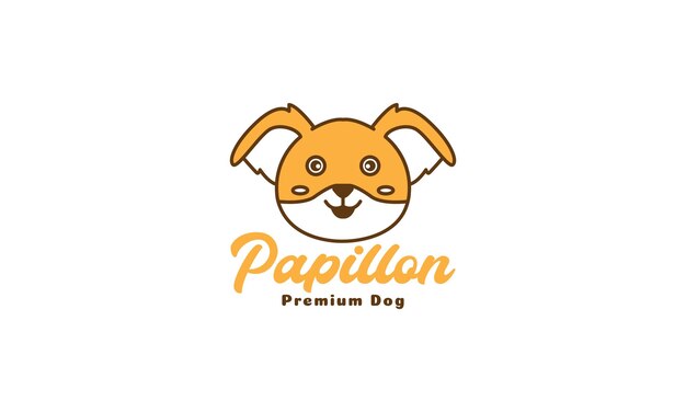 Cute dibujos animados animales mascotas perro pappilon logo símbolo icono vector gráfico diseño ilustración