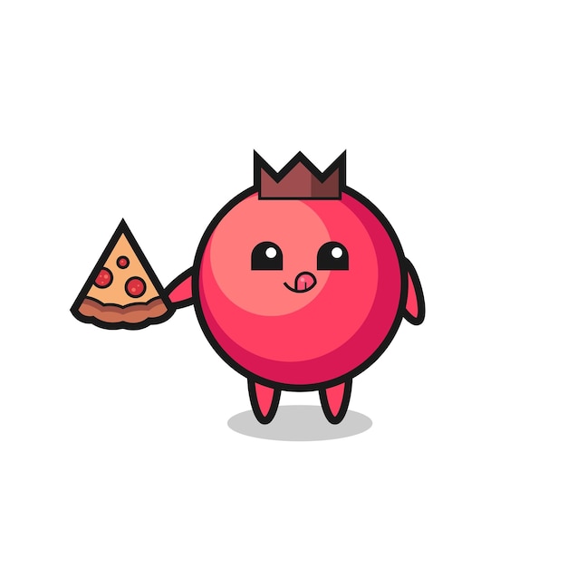 Cute dibujos animados de arándanos comiendo pizza