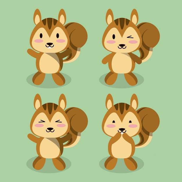 Cute dibujos animados de ardilla iconos