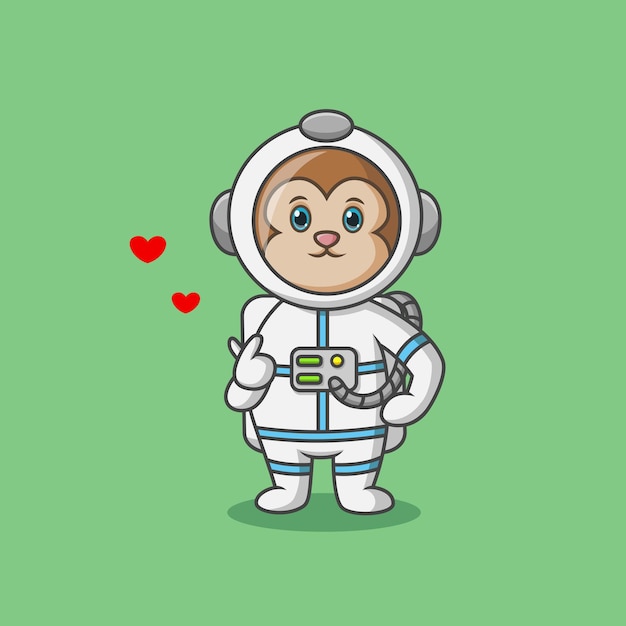 Cute dibujos animados astronauta mono personaje ilustración vectorial