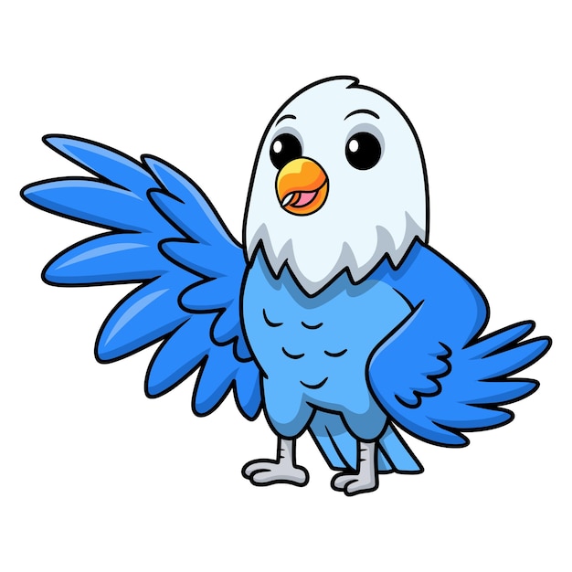 Cute dibujos animados de aves de amor azul agitando la mano