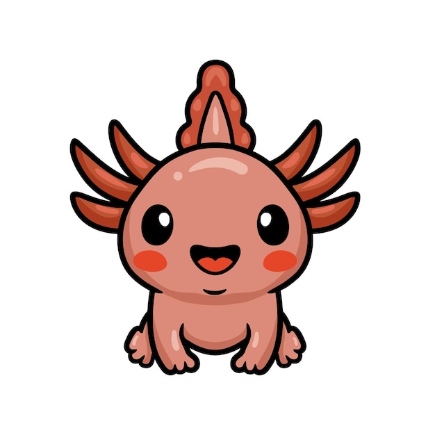 Vector cute dibujos animados axolotl sentado ilustración vectorial