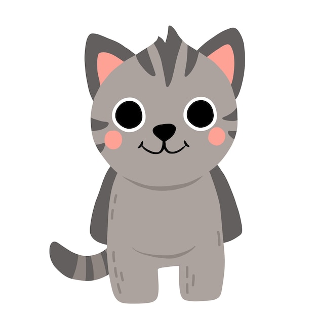 Cute dibujos animados bebé gato sonriendo ilustración vectorial aislado para libro infantil