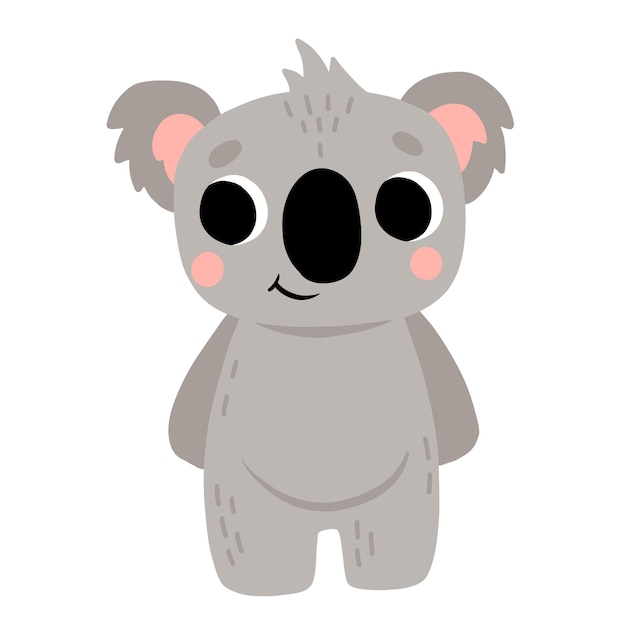 Cute dibujos animados bebé koala sonriendo ilustración vectorial aislada para libro infantil