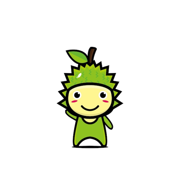 Cute dibujos animados de carácter durian sonriente Vector ilustración de personaje de dibujos animados de estilo plano kawaii