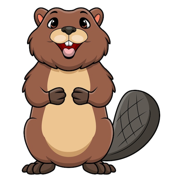 Cute dibujos animados de castor sobre fondo blanco