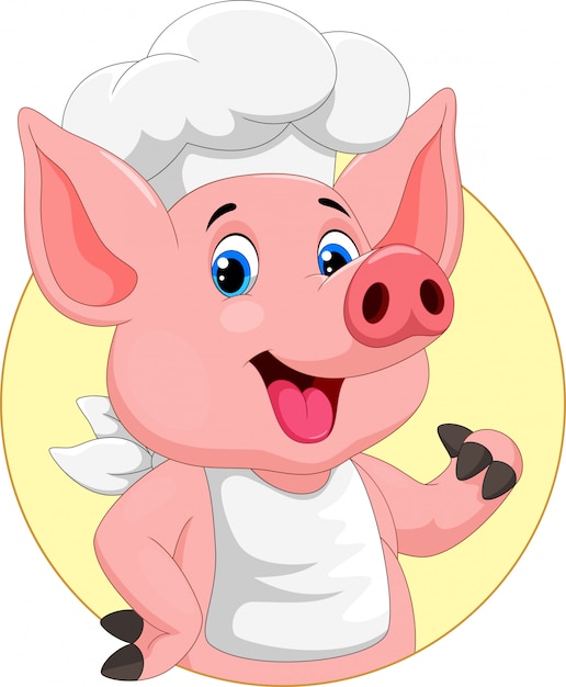 Vector cute dibujos animados de cerdo chef