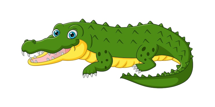 Vector cute dibujos animados de cocodrilo aislado en blanco