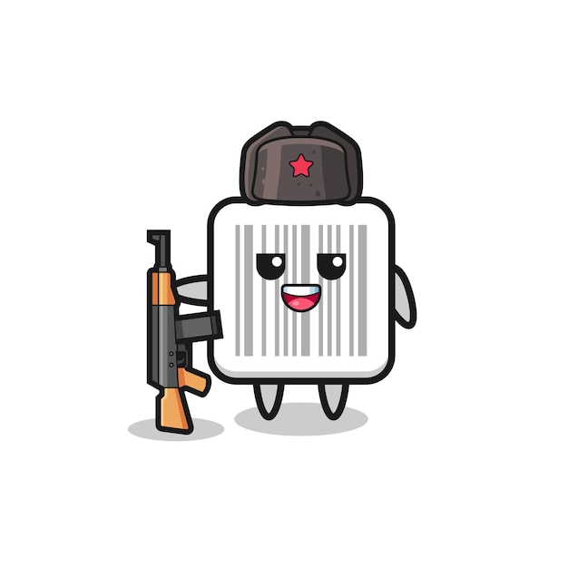 Cute dibujos animados de código de barras como ejército ruso