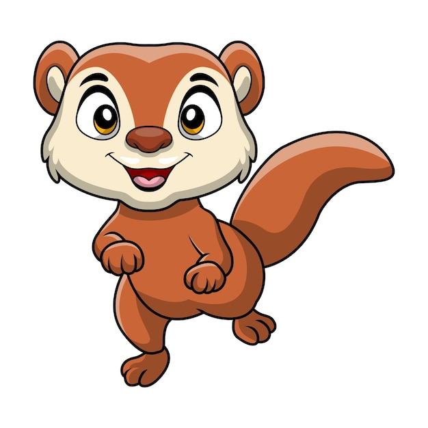 Cute dibujos animados de comadreja sobre fondo blanco.