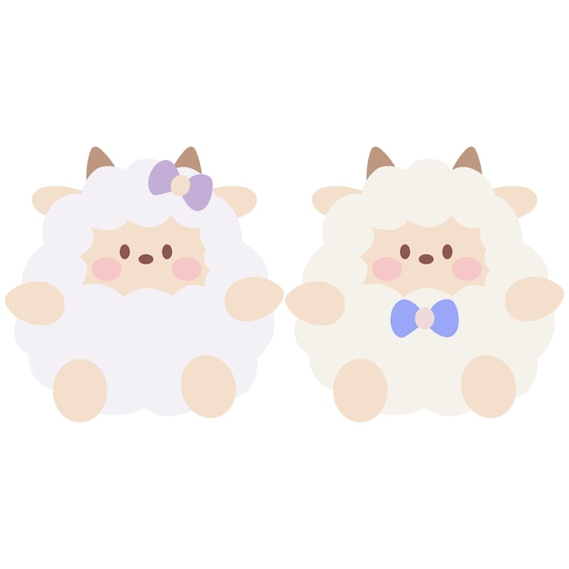 Cute dibujos animados de cordero bebé sentado
